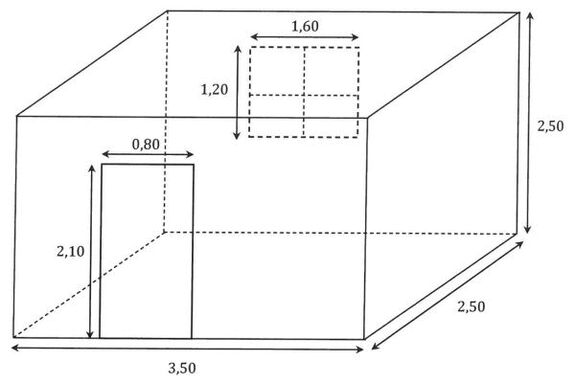Parallélépipède rectangle représentant une salle de bain