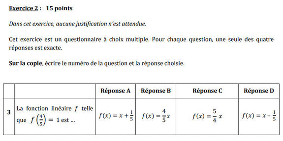Exercice brevet : Déterminer l’Expression Algébrique d’une Fonction Linéaire Exercice brevet : Déterminer l’Expression Algébrique d’une Fonction Linéaire