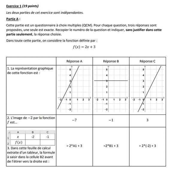 Exercice 1a du Brevet Centres Étrangers 14 juin 2022