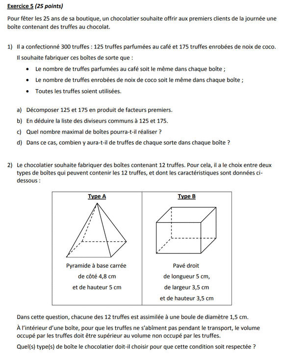 Exercice 5 du Brevet Centres Étrangers 14 juin 2022