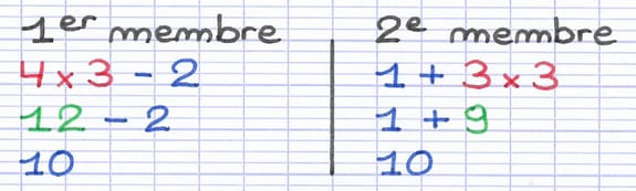 Effectuer les opérations dans les 2 membres de l’équation Effectuer les opérations dans les 2 membres de l’équation