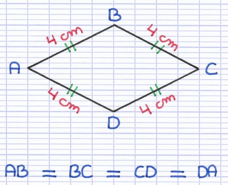 Les 4 côtés de même longueur d’un losange