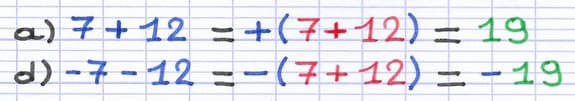 Addition et soustraction de 2 nombres relatifs de signes identiques