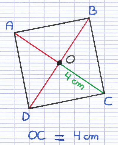 Exercice sur la longueur des diagonales d'un carré