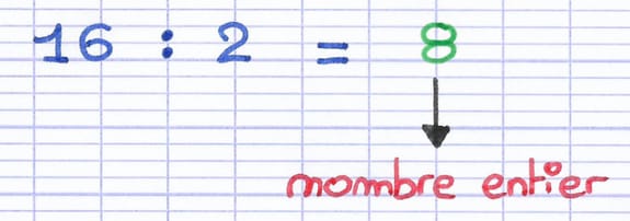 Un nombre est divisible si le quotient est un nombre entier
