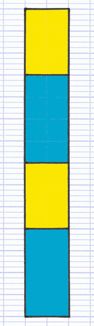 Patron d'un pavé droit composé de quatre rectangles alignés