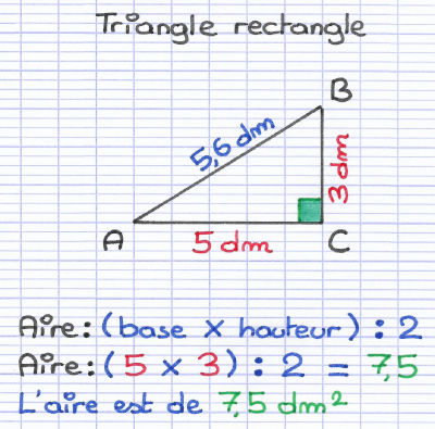 Base et hauteur d'un triangle rectangle