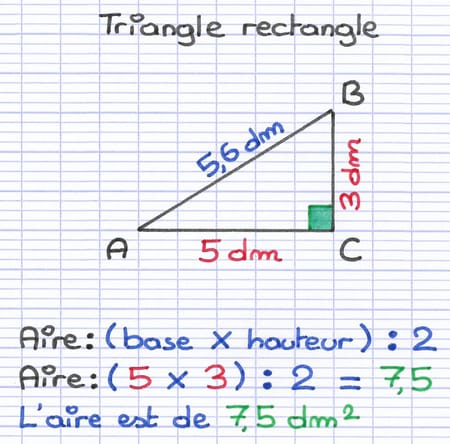 Base et hauteur d’un triangle rectangle