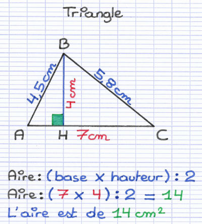 Calcul de l'aire d'un triangle