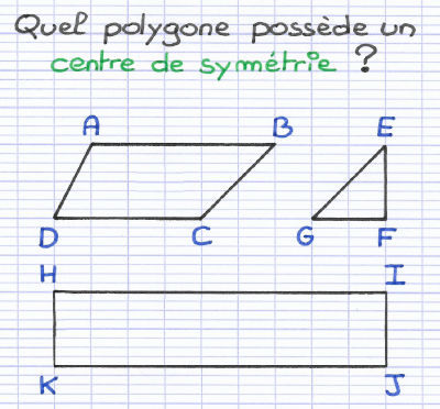 Exercice pour identifier un polygone qui possède un centre de symétrie