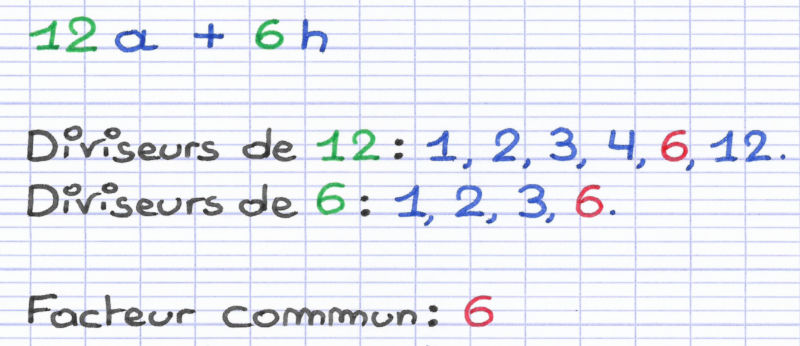 Le facteur commun est un diviseur commun