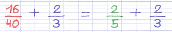 L’addition des 2 fractions a été simplifiée