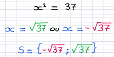 2 solutions d’équation dont l’inconnue est au carré