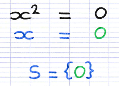 Équation dont l'inconnue au carré est égale à zéro