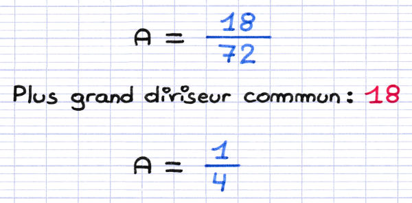 Simplification de la fraction par le plus grand diviseur commun