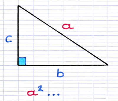 Mise en équation du carré de la longueur de l'hypoténuse du théorème de Pythagore
