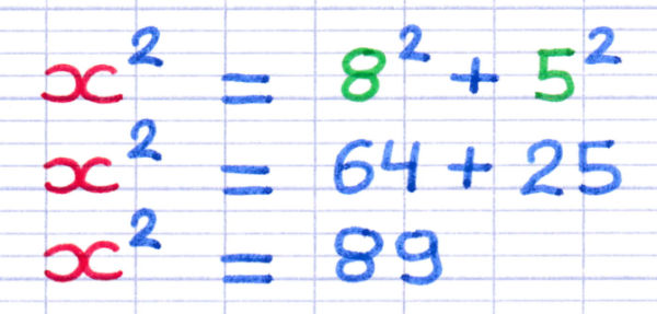 Calcul de la somme des carrés des longueurs des deux autres côtés