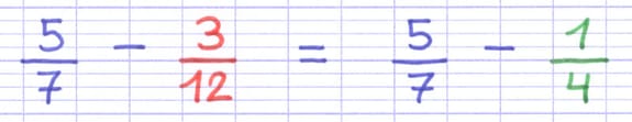 La soustraction des 2 fractions a été simplifiée La soustraction des 2 fractions a été simplifiée