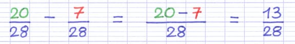 On soustrait ensemble les numérateurs des fractions On soustrait ensemble les numérateurs des fractions