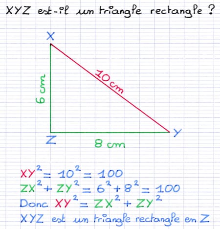 Réciproque du théorème de Pythagore pour vérifier qu’un triangle est rectangle