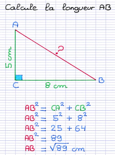 Théorème de Pythagore pour trouver la longueur d’un côté d’un triangle rectangle