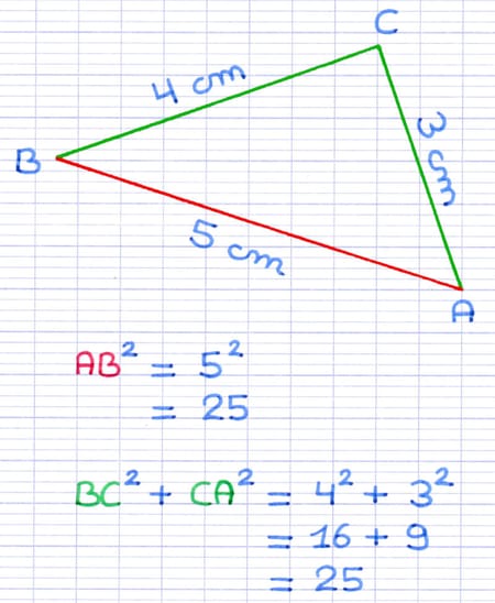 Calcul de la somme des carrés des longueurs des 2 autres côtés du triangle Calcul de la somme des carrés des longueurs des 2 autres côtés du triangle