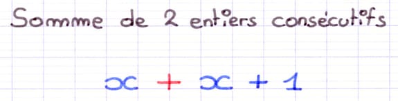 Somme de 2 nombres entiers consécutifs