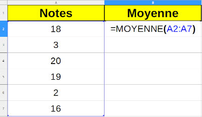 Calcul d’une moyenne dans un tableur organisé en colonnes Calcul d’une moyenne dans un tableur organisé en colonnes