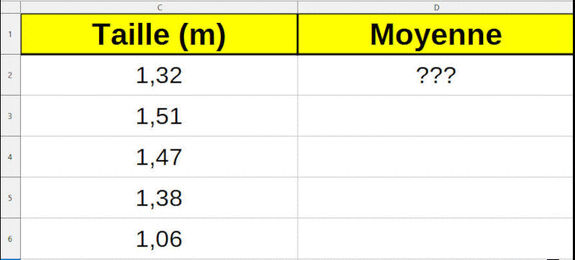 Exercice 1 : Calculer la moyenne avec un tableur
