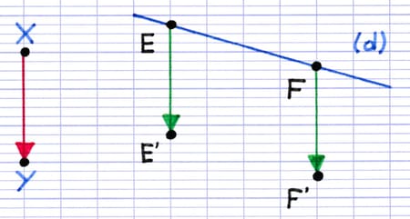 Les images par translation des points de la droite (d) Les images par translation des points de la droite (d)