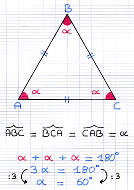 Mesure des angles identiques d’un triangle équilatéral Mesure des angles identiques d’un triangle équilatéral