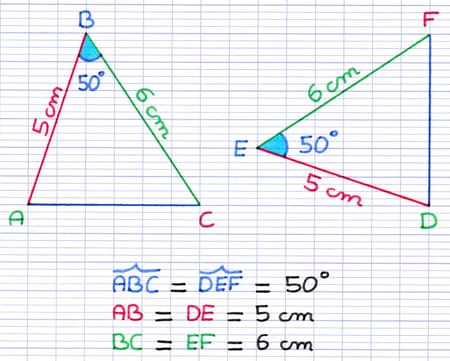 Cas d’égalité des triangles CAC: 1 angle entre 2 côtés Cas d’égalité des triangles CAC: 1 angle entre 2 côtés