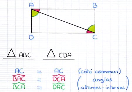 Démonstration que 2 triangles sont égaux avec le cas d’égalité ACA Démonstration que 2 triangles sont égaux avec le cas d’égalité ACA