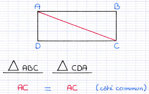 Démonstration que les 2 triangles sont égaux avec le cas d'égalité CCC
