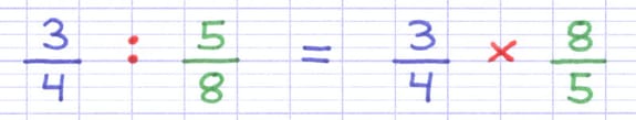Transformation d’une division de fractions en multiplication