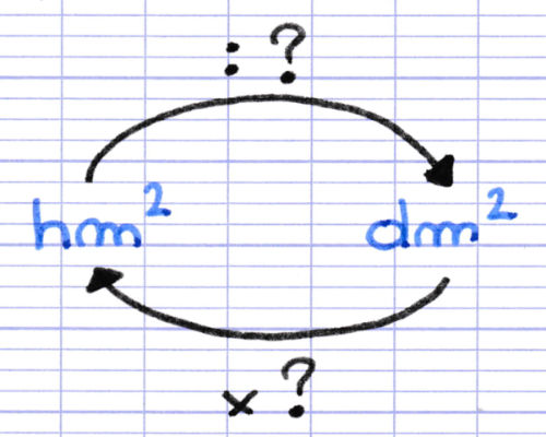 Exercice pour trouver la relation mathématique entre 2 unités d'aire