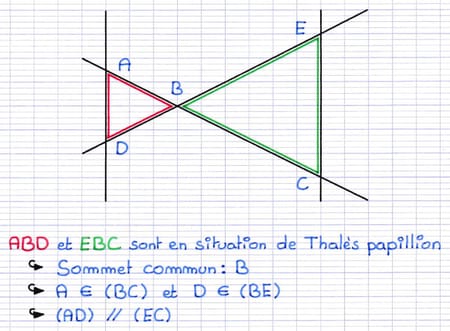 Caractéristiques pour reconnaître des triangles en situation de Thalès papillon Caractéristiques pour reconnaître des triangles en situation de Thalès papillon