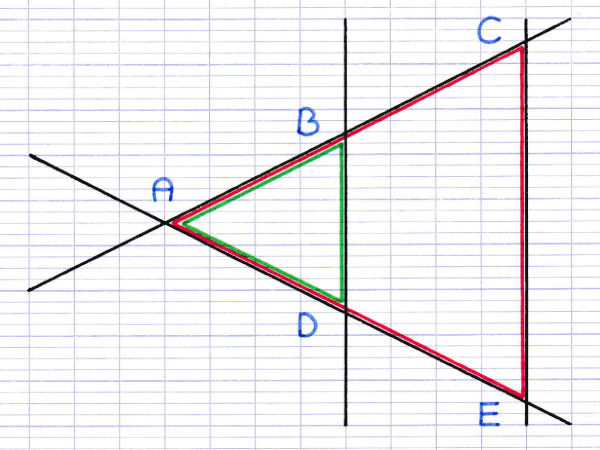 Deux triangles en situation de Thalès emboîtée