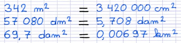 Écriture des résultats des conversions des unités d’aire Écriture des résultats des conversions des unités d’aire