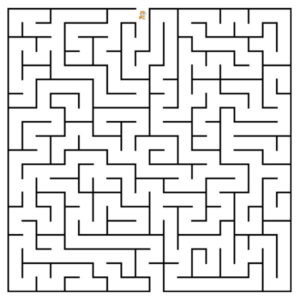 Lutin de Scratch à l'intérieur d'un labyrinthe