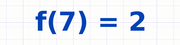 Égalité f(7) = 2 écrite en bleu, à traduire par une phrase utilisant les mots image ou antécédent.