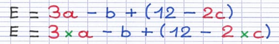 Un nombre collé à une lettre cache une multiplication Un nombre collé à une lettre cache une multiplication