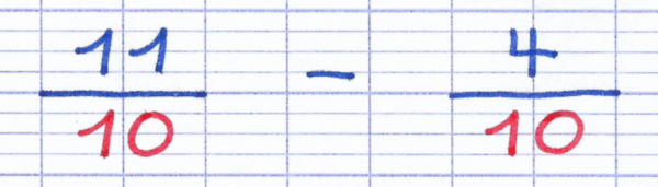 Le dénominateur est identique pour les 2 fractions