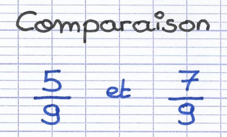 Comparaison de 2 fractions aux dénominateurs identiques Comparaison de 2 fractions aux dénominateurs identiques