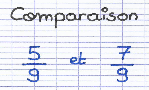 Comparaison de 2 fractions aux dénominateurs identiques