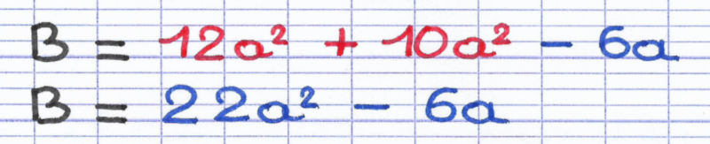 On effectue l'addition entre les termes de famille identique