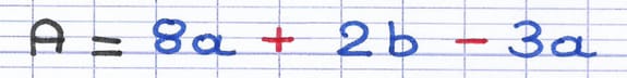 Expression littérale composée de différents termes Expression littérale composée de différents termes