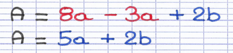 On effectue la soustraction entre les termes de famille identique