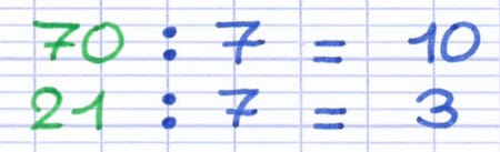 Nombres de la décomposition divisés par le diviseur Nombres de la décomposition divisés par le diviseur