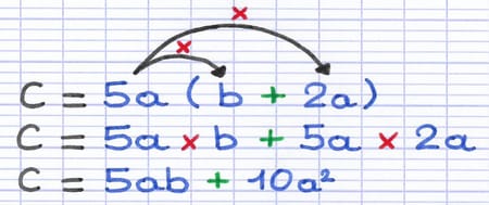 Distributivité simple avec un mélange de nombres et de lettres
